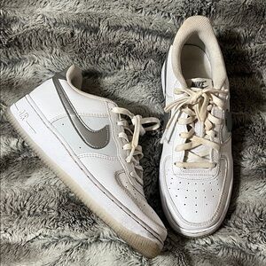 Nike Air Force 1 Low - White with Gray Swoosh